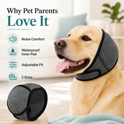 Comfortable 1-Piece Water-Resistant Dog Hoodie Wrap - Keeps Ears Dry, Ear Protection for Swimming, Blow Drying, Noise Reduction for Fireworks, Grey, Grooming, Bathing