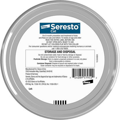 Seresto Cat Flea and Tick Prevention Collar - 8 Months of Vet-Recommended Protection for Your Feline Friend