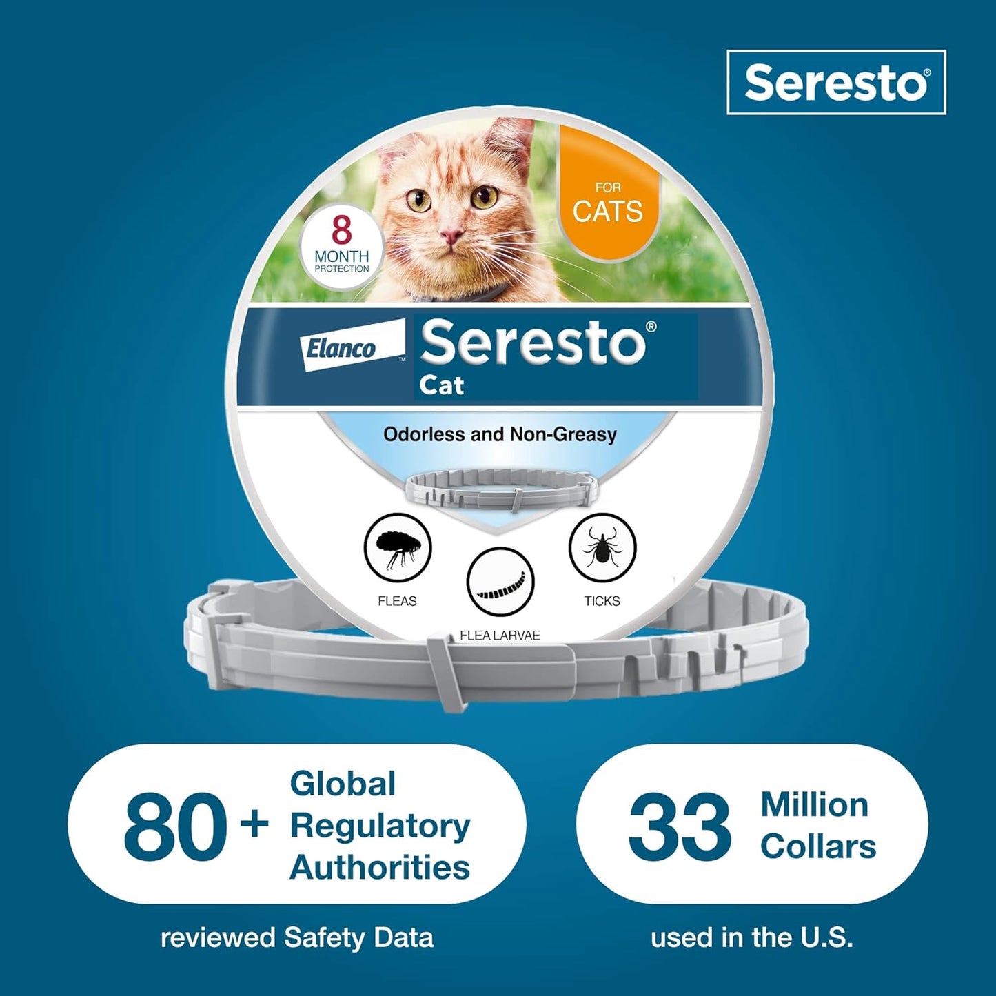 Seresto Cat Flea and Tick Prevention Collar - 8 Months of Vet-Recommended Protection for Your Feline Friend