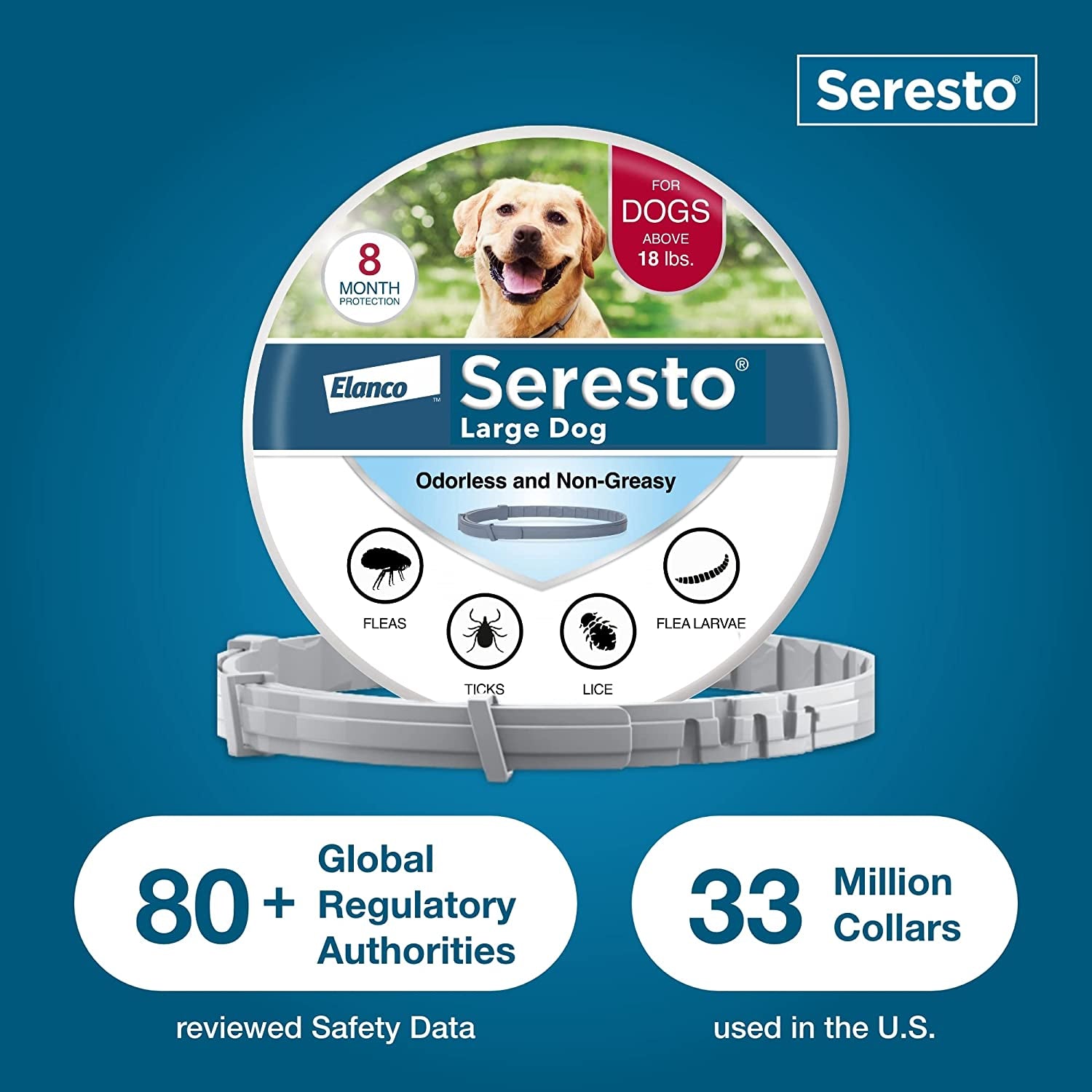 Ultimate Seresto Flea and Tick Collar for Large Dogs – 8 Months of Vet-Recommended Protection Against Pests