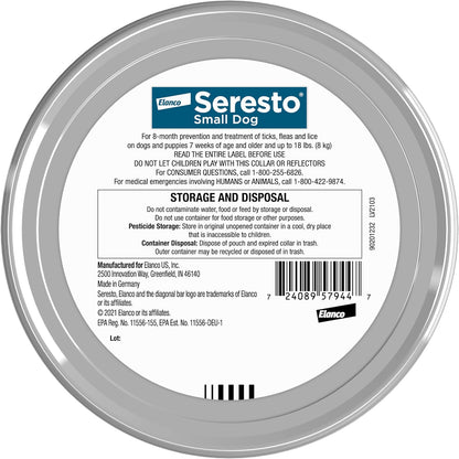 Ultimate Protection for Small Dogs: Seresto Flea and Tick Prevention Collar - Vet Recommended for Dogs Under 18 lbs | 2 Pack