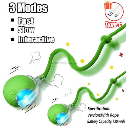 New Cat Interactive Ball Toy Automatic Rolling Ball Faux Tail Rechargeable Smart Pet Electric Toy Dog Cat Training Imitate Mouse