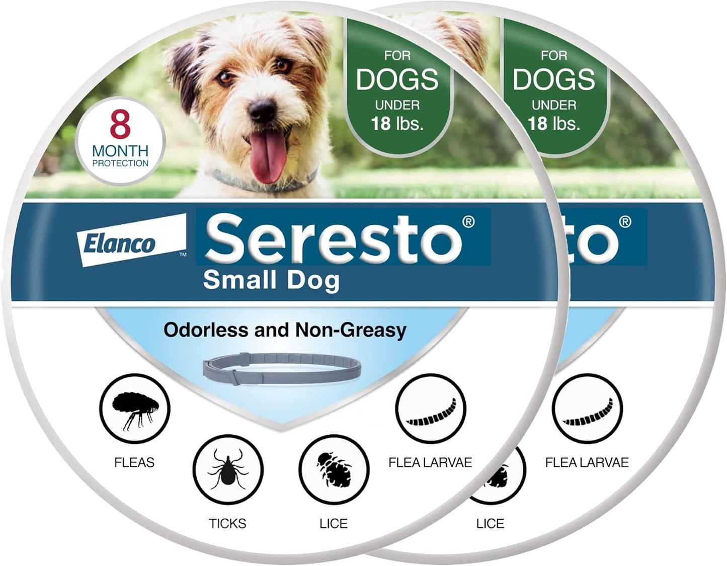 Seresto Small Dog Flea & Tick Collar - Vet-Recommended 8-Month Protection for Dogs Under 18 Lbs