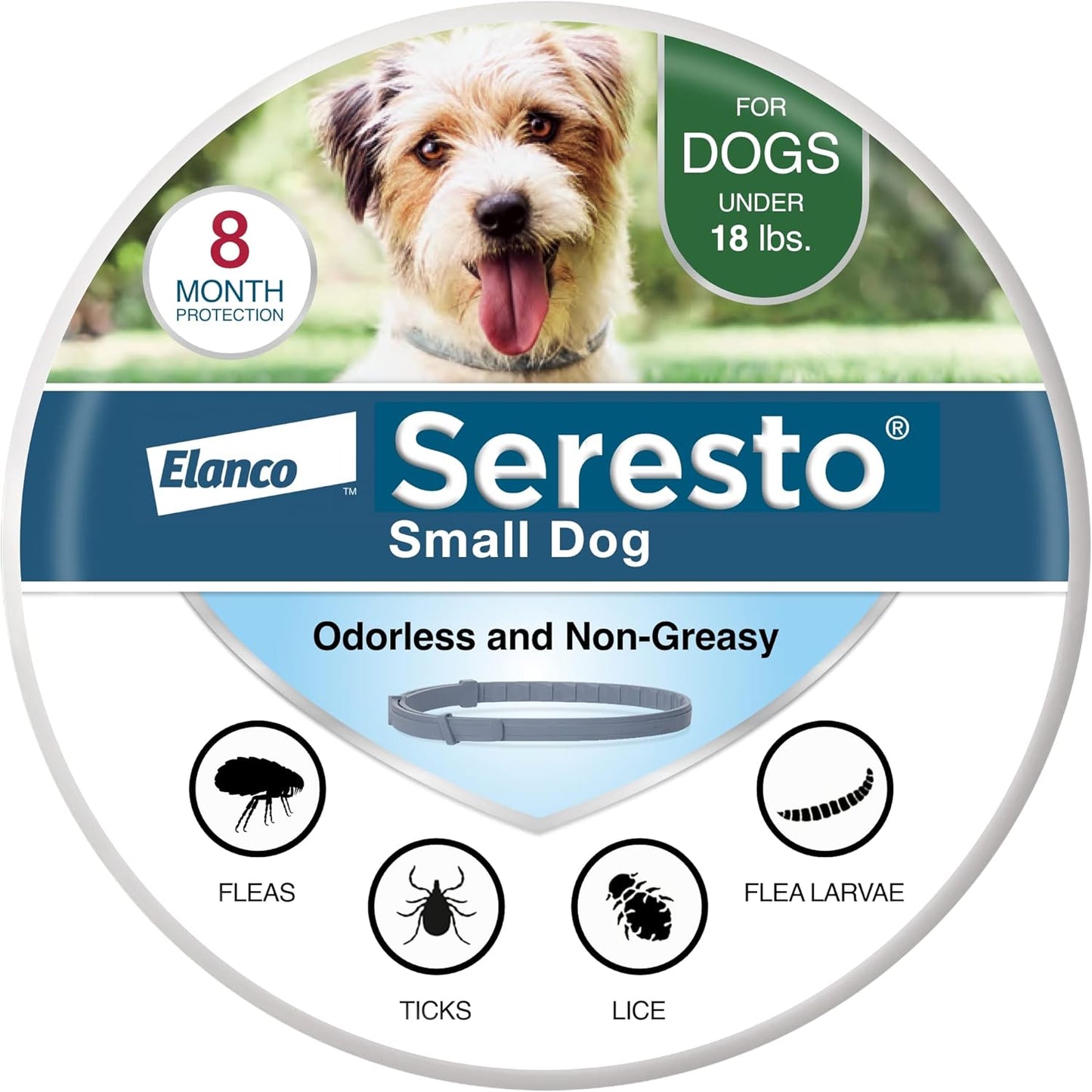 Seresto Small Dog Flea & Tick Collar - Vet-Recommended 8-Month Protection for Dogs Under 18 Lbs