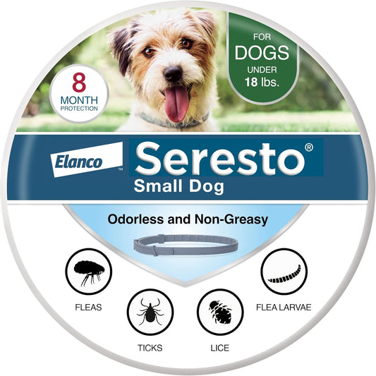 Seresto Small Dog Flea & Tick Collar - Vet-Recommended 8-Month Protection for Dogs Under 18 Lbs